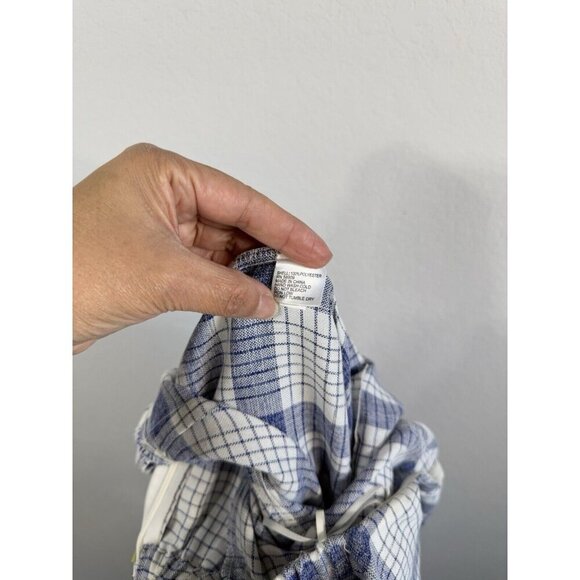 Gianni Bini Women’s Ruffle Front Navy White Plaid Culotte Jumpsuit Romper Size S - Picture 14 of 15